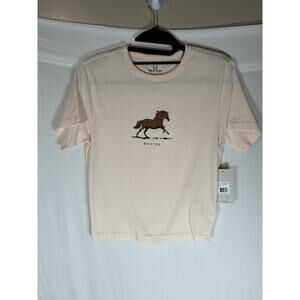 NWT Brixton M Baby Tee Cream T-Shirt Soft Pink Horse Charger Western Cowgirl